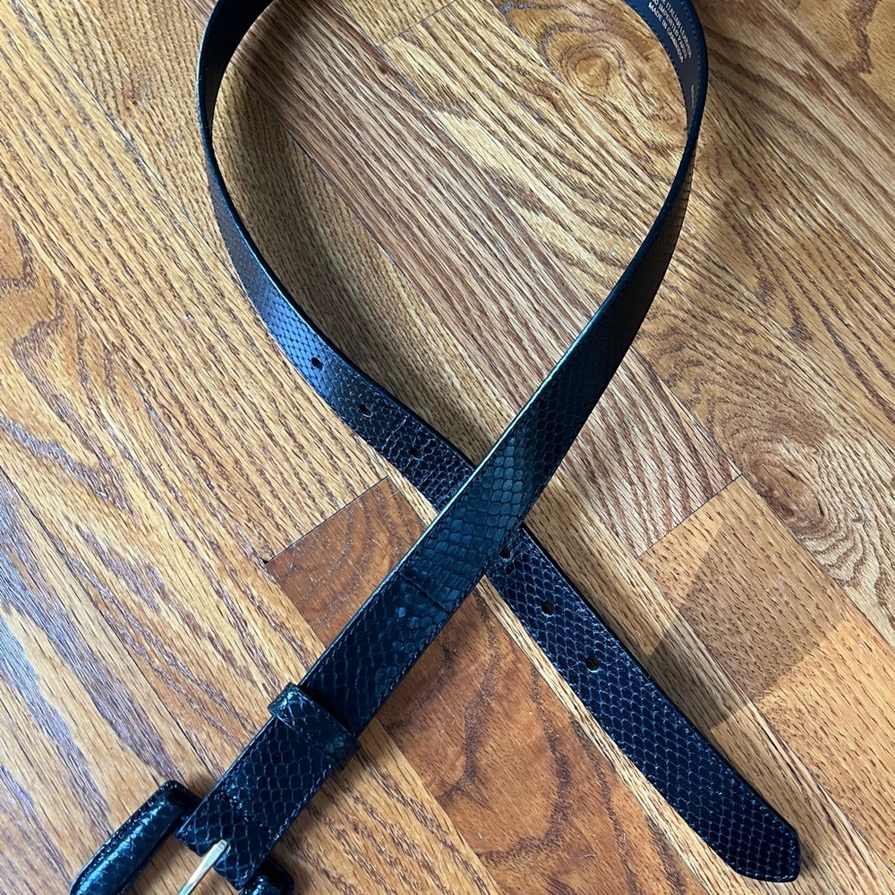 J Crew black embossed leather belt sz M - Picture 10 of 11